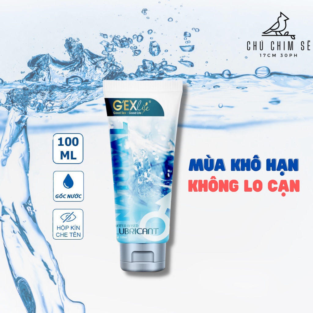 Gel bôi trơn Gexlife Natural tăng khoái cảm, Gel Massage Body Dầu Bôi Trơn Gốc Nước 100ml- Chú Chim Sẽ