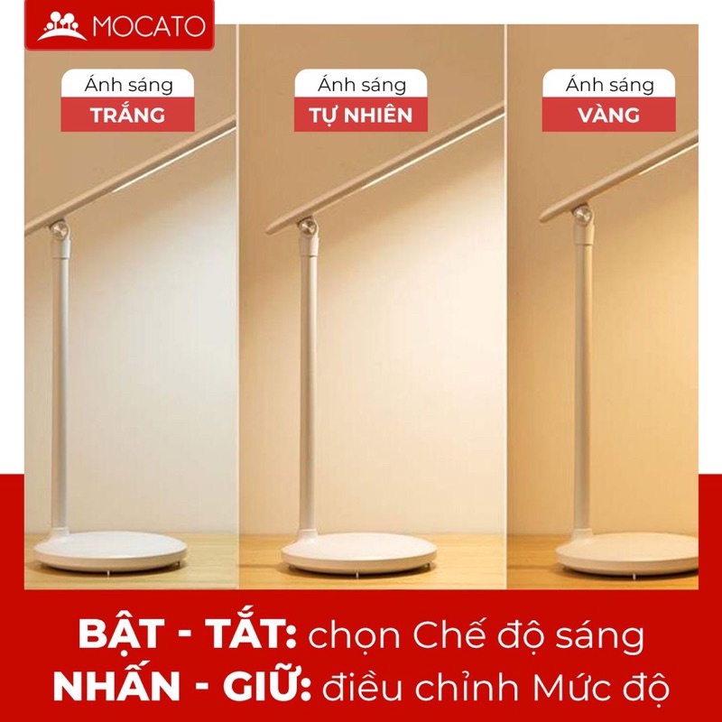 Đèn Học Chống Cận Mocato Light M202, để bàn đọc sách, chống mỏi mắt, tích hợp pin dự phòng, nhiều chế độ sáng