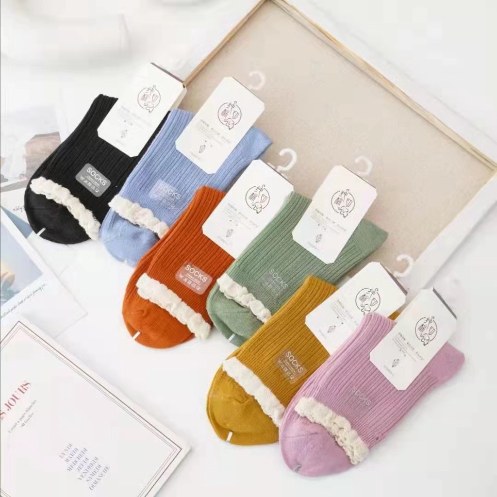 Tất Vớ Nữ Cổ Cao Nhiều Màu Siêu Dể Thương, Chất Vải Gân Tăm Mềm Mịn, Thoáng Mát - Subo Shop