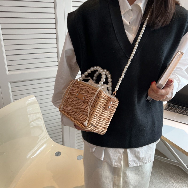 Túi Xách JASMIN NOIR hộp cói đính ngọc trai giả dễ thương cho nữ
