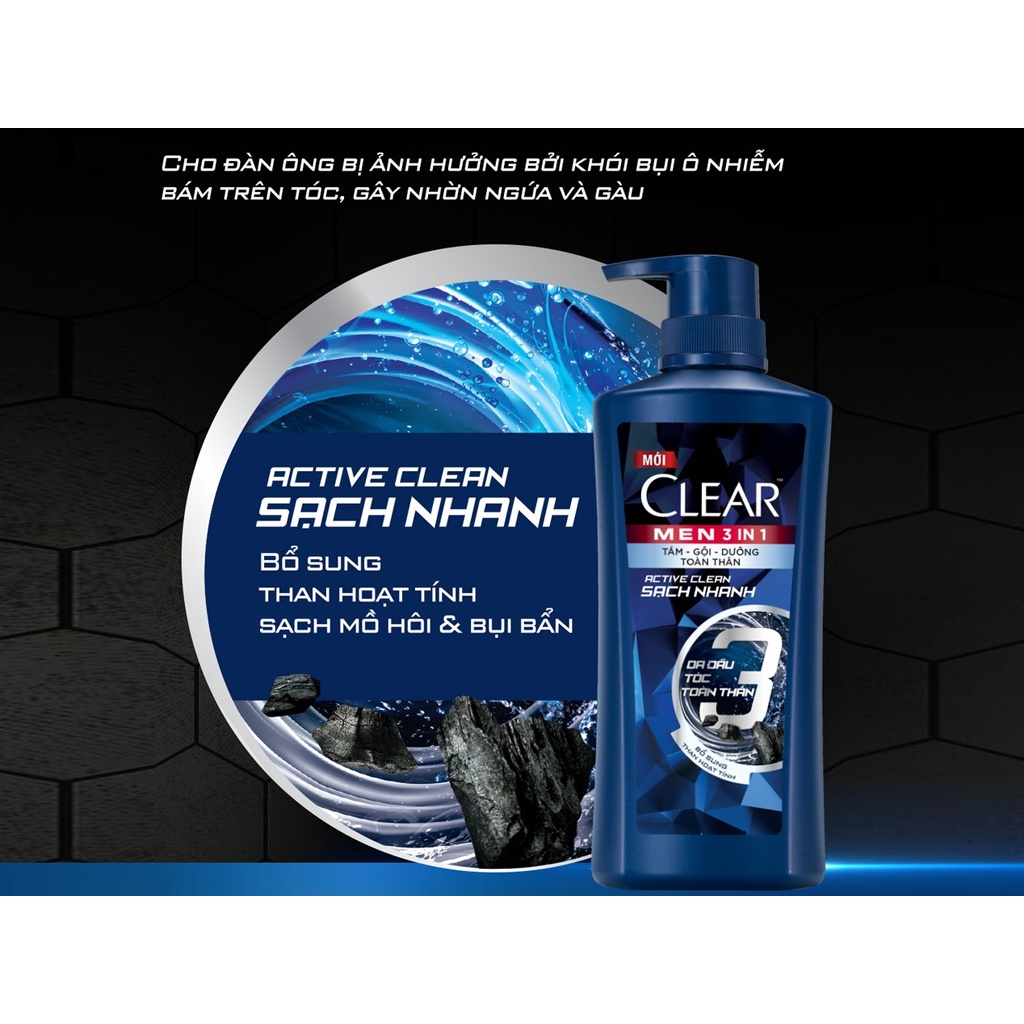 Dầu gội đầu cho nam Clear Men chai 630g
