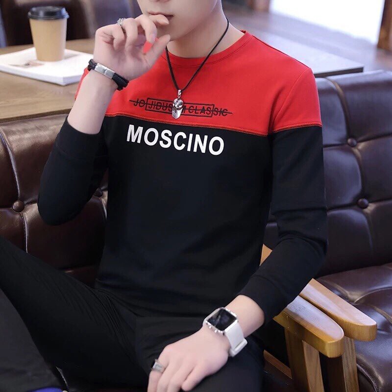 Áo thun nam tay dài cổ tròn Moscino phong cách hàn quốc - ATTD2