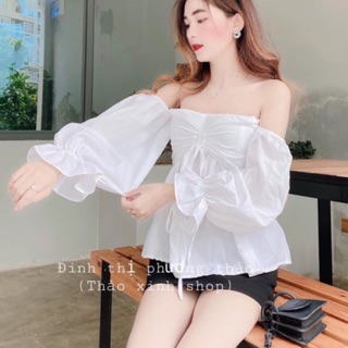 Áo bẹt vai dây rút tay phồng ✅✅✅ut/na