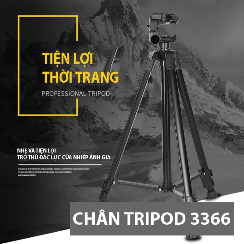 Gậy 3 Chân Máy Ảnh Chụp Hình Selfie Tự Sướng Tripod Floveme - 3366 cao 150cm Kèm Giá Đở Điện Thoại &amp; Máy Ảnh .