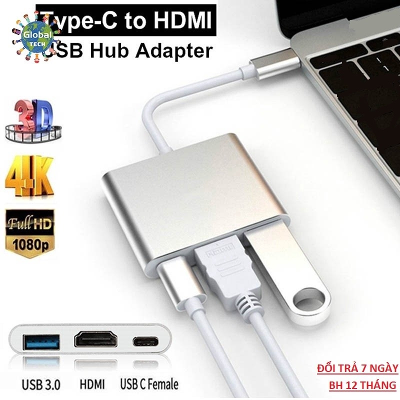 [ĐỦ MÀU]HUB Chia Cổng Chuyển Đổi Đầu USB Type C Đa Năng Dành Cho Retina laptop táo