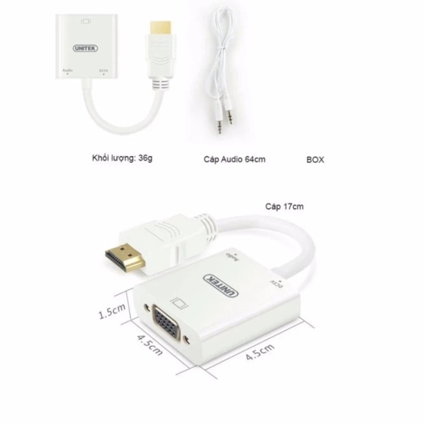 Cáp HDMI to VGA Unitek Y-6333