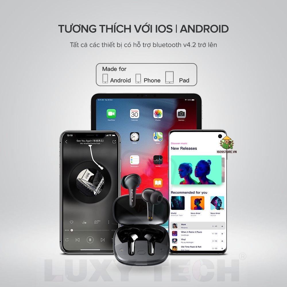 Tai Nghe TWS HAVIT TW959, Bluetooth 5.1, Độ Trễ 0.065s, Kháng Nước IPX4, Nghe Đến 20H - Chính Hãng