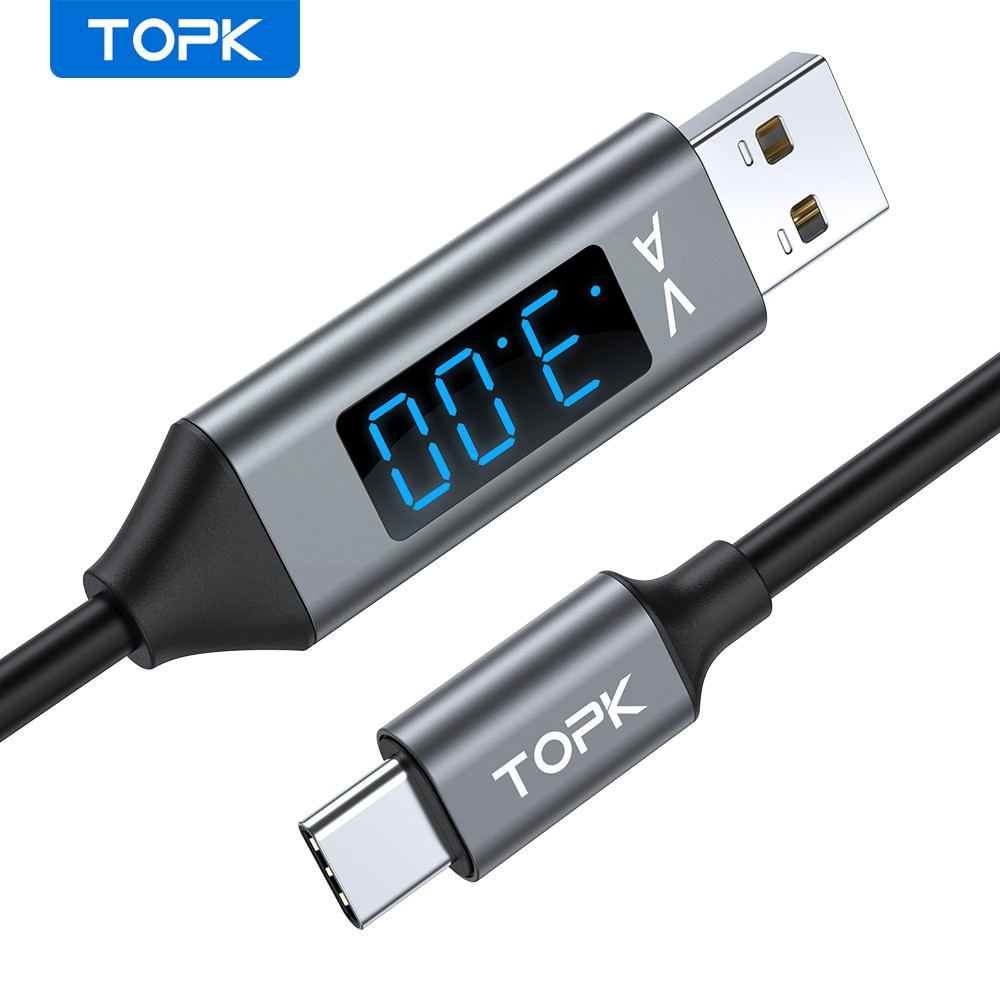 Dây Cáp Sạc Nhanh TOPK AC32 1.2M LED USB Type C cho Huawei Samsung Xiaomi