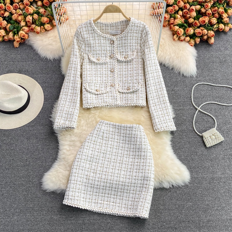 (Hàng ord) Set dạ tweed siêu xinh phong cách tiểu thư hàng Quảng Châu cao cấp