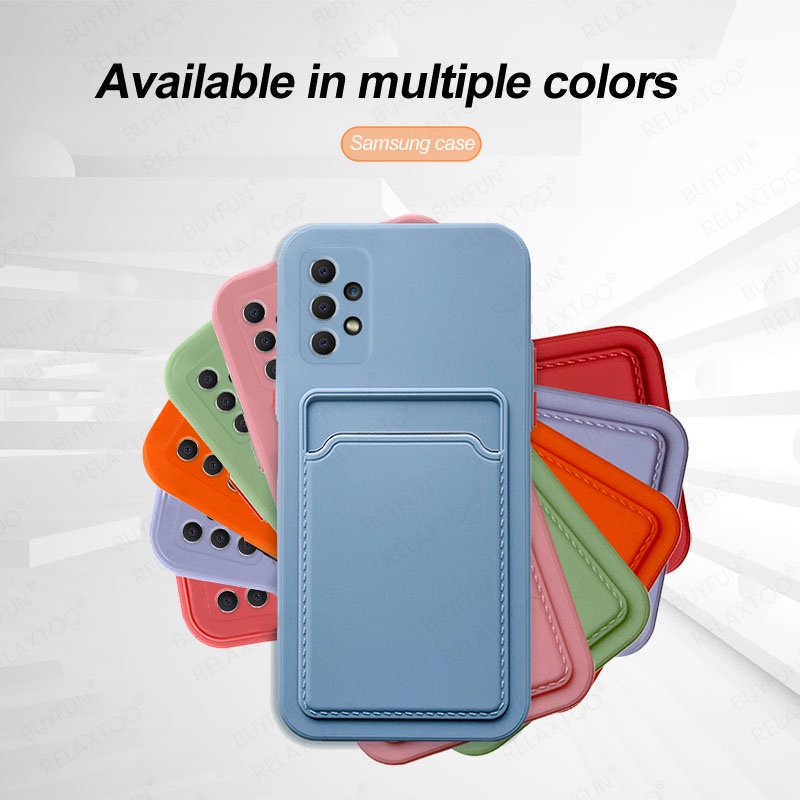 Cho Samsung Galaxy A13 A53 A23 A33 4G 5G Ốp Điện Thoại Silicon Mềm Chống Sốc Có Ngăn Đựng Thẻ Hình Vuông