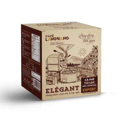 Cafe Langbiang Elegant túi lọc, 12g x 10 gói, hộp