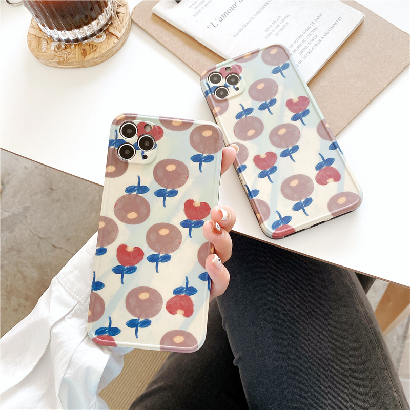 INUO--Applicable iPhone12 oil painting graffiti 11ProMax mobile phone case XR Apple SE flowers Xs silicone 7/8Plus-LQ