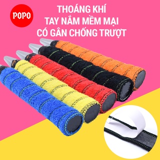 Quấn cán vợt cầu lông tennis POPO GY110 vải cotton có lỗ thoáng khí, gân chống trơn