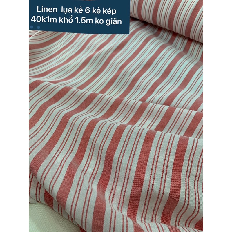 Vải Linen Lụa Kẻ Hàn Quốc( 40k.1m)