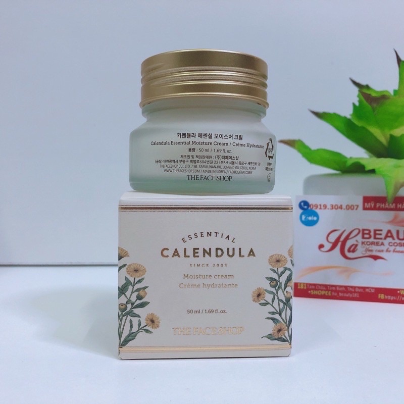 Kem dưỡng ẩm chống lão hóa sáng mịn làm dịu da phục hồi da The Face Shop Calendula Essential Moisture Cream 50ml