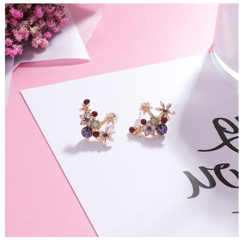 Bông tai jacket đính hạt chân bạc 925 E006