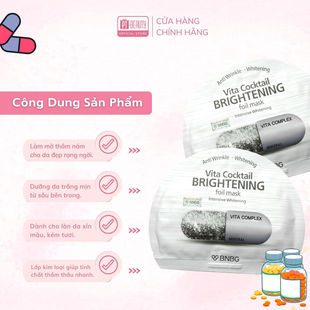 Mặt nạ giảm mụn,phục hồi, cấp ẩm, nuôi dưỡng da toàn diện BNBG Vita Mask Hàn Quốc 30ml (miếng lẻ)