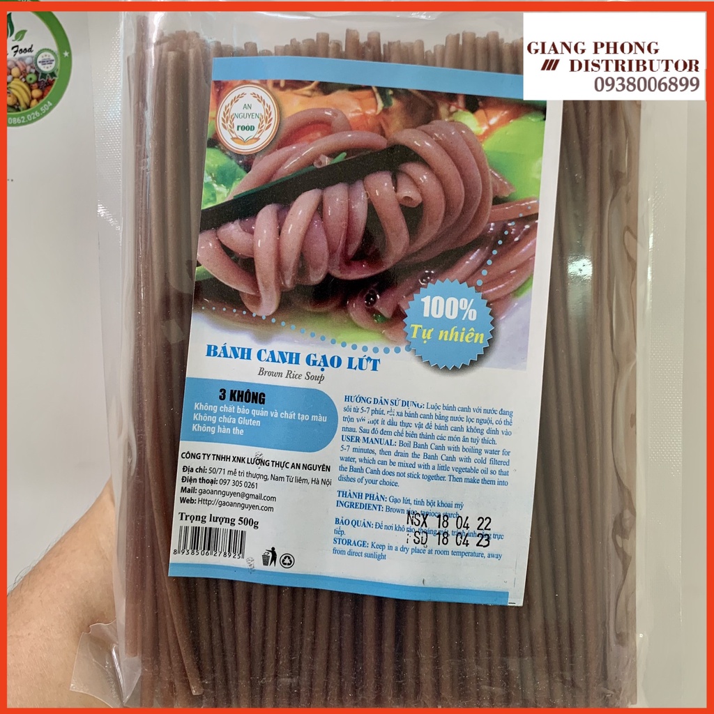 Bánh canh gạo lứt An Nguyên 500g - 100% tự nhiên - Không chất bảo quản, tạo màu, không chứa Gluten, không hàn the