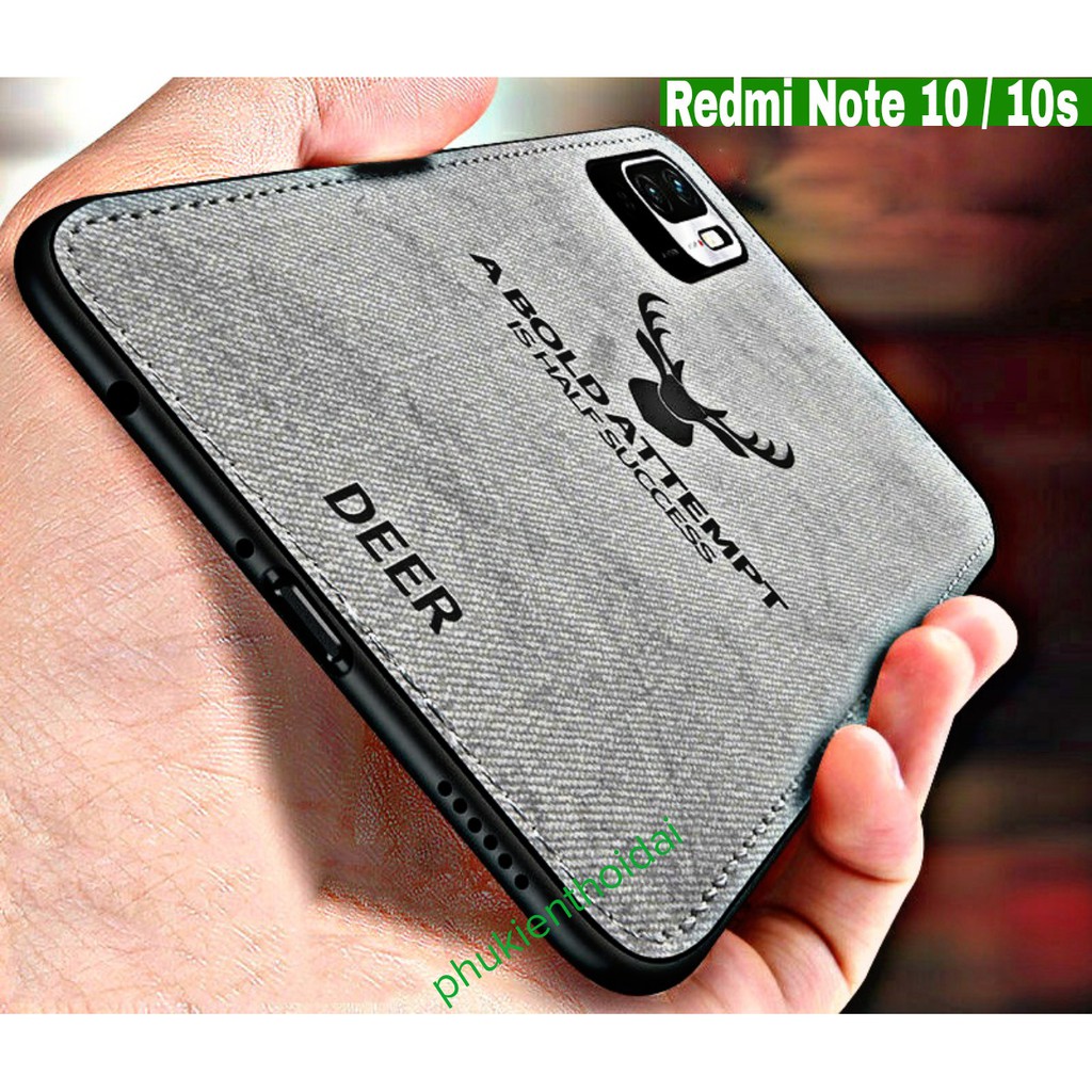 Ốp lưng Redmi Note 10 / 10s vải đầu hươu thời trang cao cấp ôm khít máy