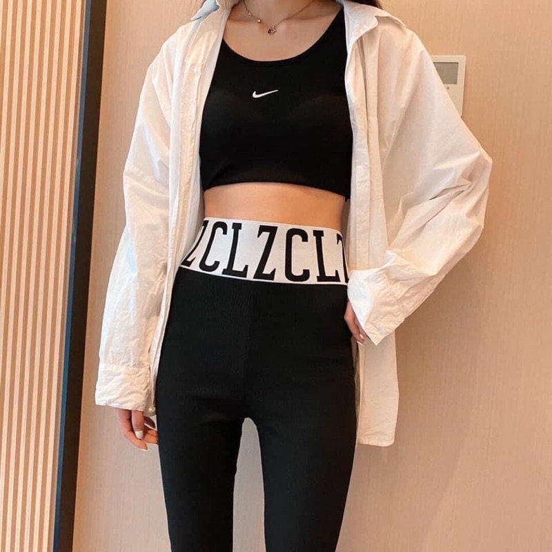 Quần legging cạp cao chữ LZC len tăm ( free sz từ 40-58kg)