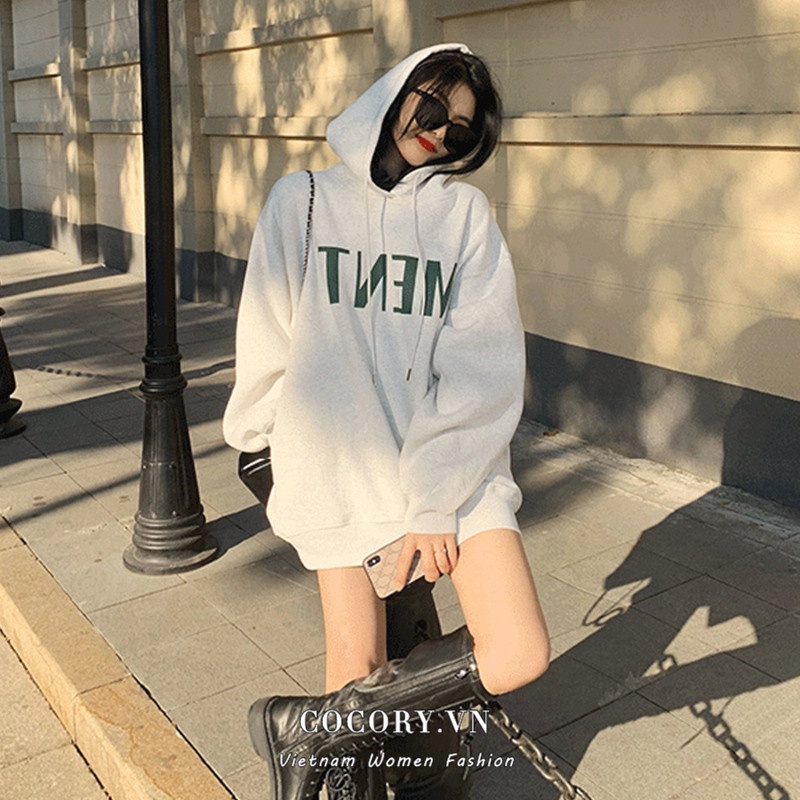Cocory vn Áo hoodie lót nhung phong cách hàn quốc thời trang cho nữ