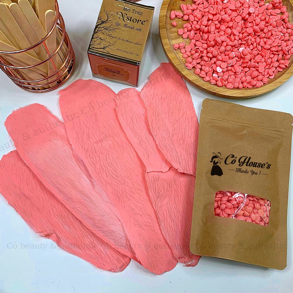 Combo nồi nấu sáp wax pro 100, sáp wax nóng Beans và Mỡ trăn Nstore tặng kèm que gỗ