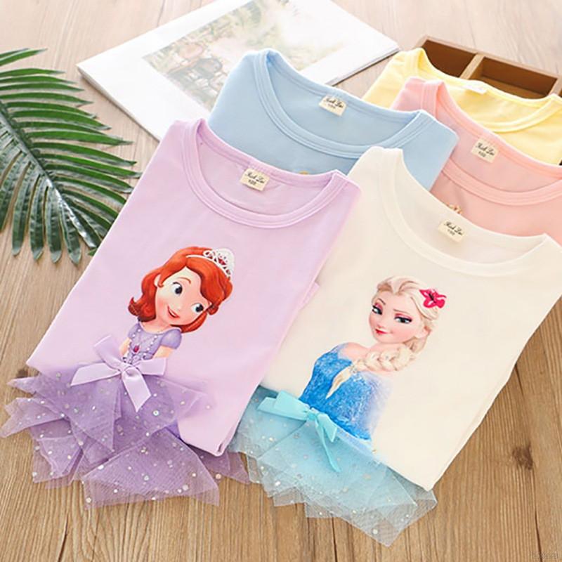 Áo Thun Tay Dài In Hình Nữ Hoàng Băng Giá Cho Bé Từ 1-6 Tuổi