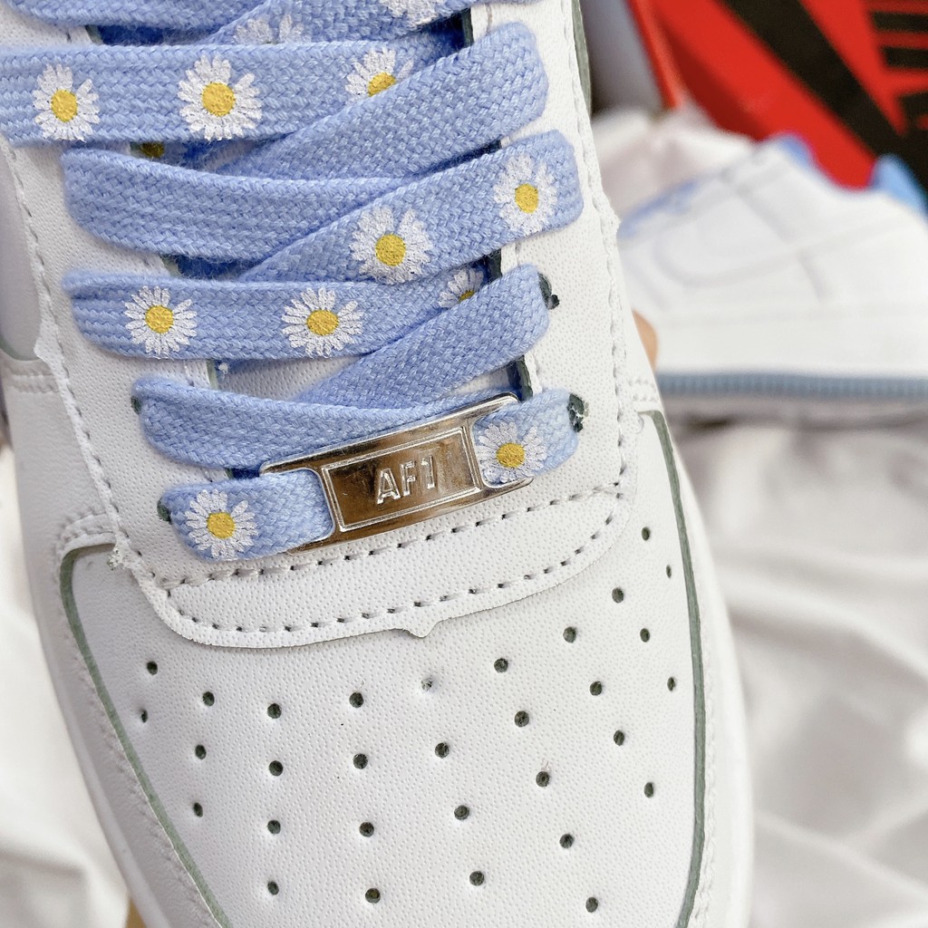 Giày Thẻ Thao Nam Nữ Kiên For Trắng Hoa Cúc Pha Xanh