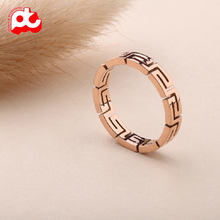 Nhẫn titan nữ vạn lý trường thành cách điệu cao cấp thép không gỉ titanium