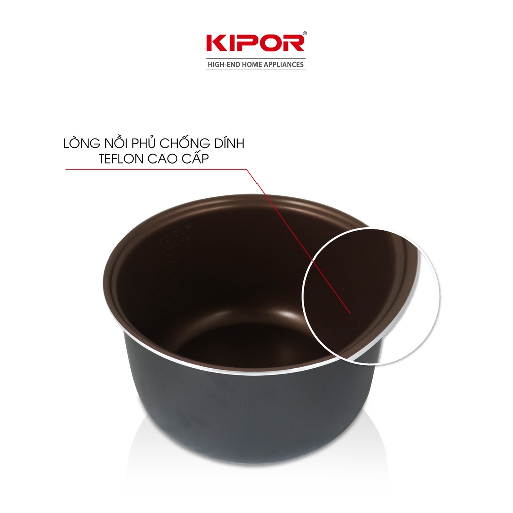 Nồi cơm điện KIPOR KP-N532 - 3.2L - Chống dính TEFLON, Nồi cỡ lớn 6-8 người ăn - Bảo hành tại nhà 12 tháng