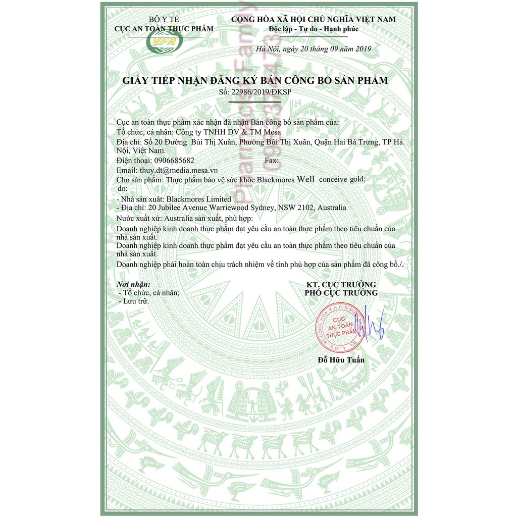 Sản phẩm hỗ trợ thu thai [Úc] Blackmores Well conceive gold - 56 viên - Mẫu mới 2022