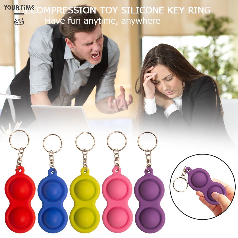 Đồ chơi Decompression Vent Toy Silicone Keyring Push Bubble Portable Sensory Toy