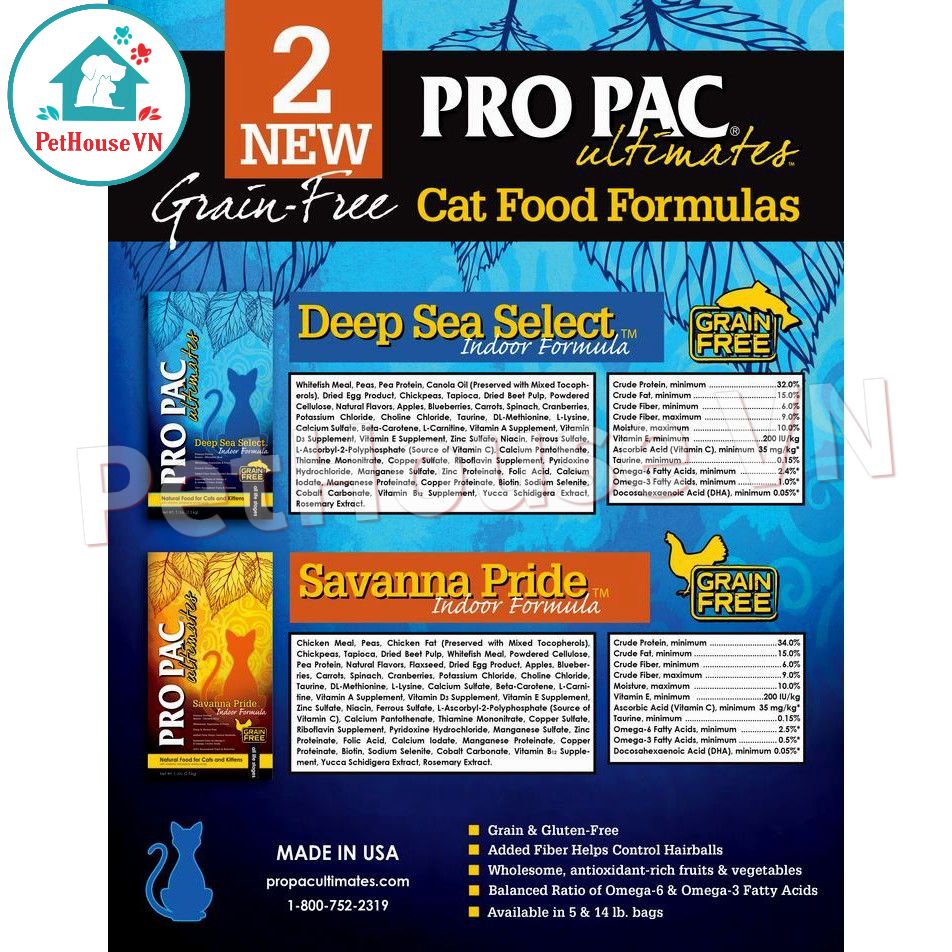 PROPAC DEEP SEA SELECT - Túi 500G Thức Ăn Hạt Cho Mèo Và Mèo Con Vị Cá Trắng & Đậu Hà Lan Hàng Chính Hãng