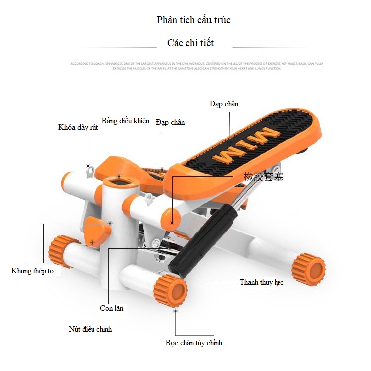 Máy chạy bộ mini Hasuta HMS-108 summer/Steper mini tặng dây kéo và đồng hồ đếm nhip, giảm cân v