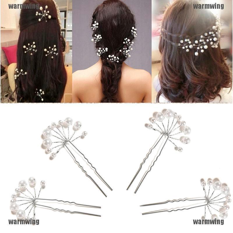 Trâm Cài Tóc Cô Dâu Hình Hoa Đính Pha Lê &amp; Ngọc Trai