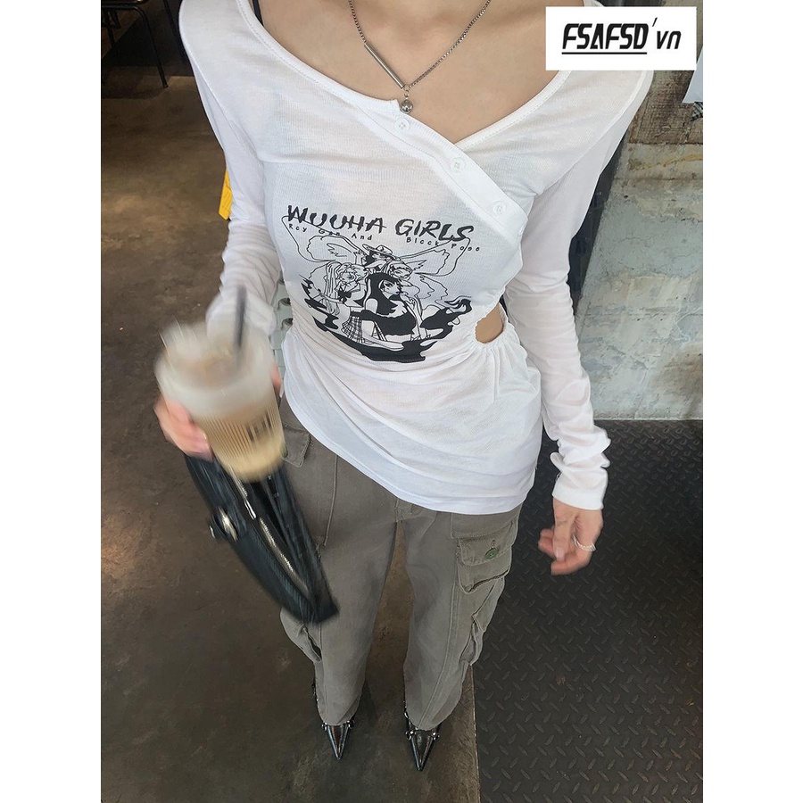 Áo Thun Mỏng Tay Dài Cổ Chữ V Dáng Ôm Thời Trang Mùa Hè Dành Cho Nữ 2022