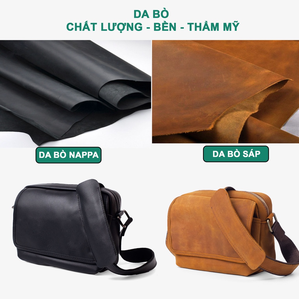 Túi đeo chéo nam da bò Jupiter DC110 - Bụi leather - Bảo hành 12 tháng