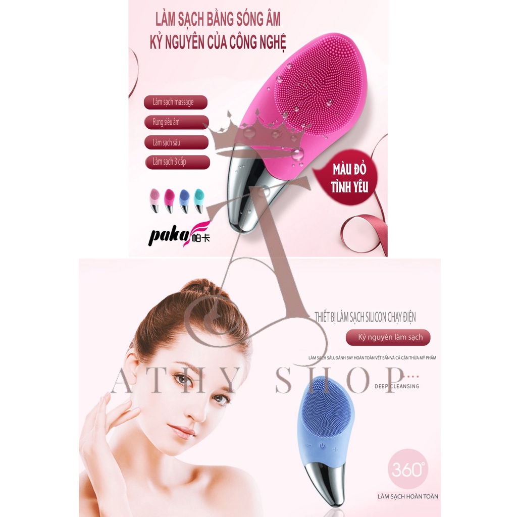 MÁY RỬA MẶT SÓNG ÂM SONIC FACIAL BRUSH THIẾT KẾ MỚI, chất liệu silicon, pin sạc, massage mặt đa chế độ, facial washer