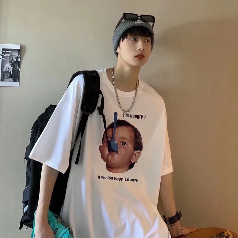 Áo Thun Tay Ngắn Dáng Rộng In Họa Tiết Hoạt Hình Phong Cách Nhật Bản Thời Trang Mùa Hè Cho Nam size M-8XL