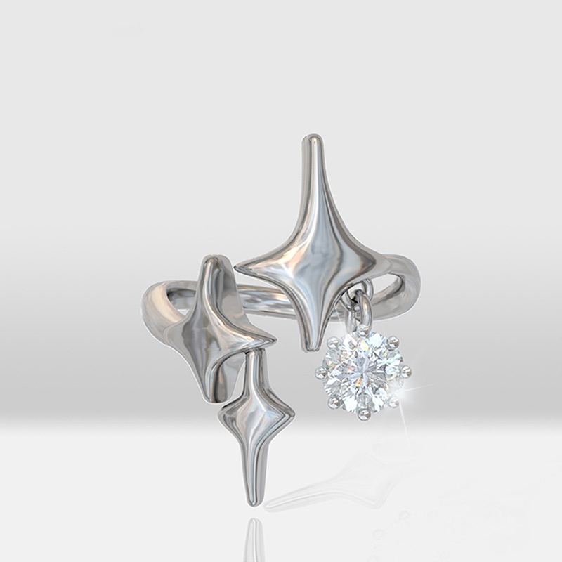 Nhẫn Hình Ngôi Sao Năm Cánh Đính Đá Zircon Thời Trang