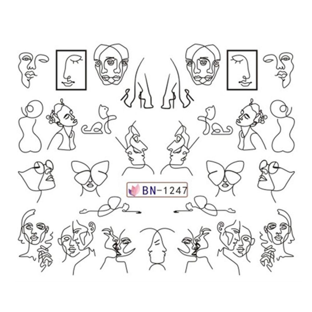 Miếng Dán Trang Trí Móng Tay Hình Cô Gái Và Chữ Màu Đen Độc Đáo