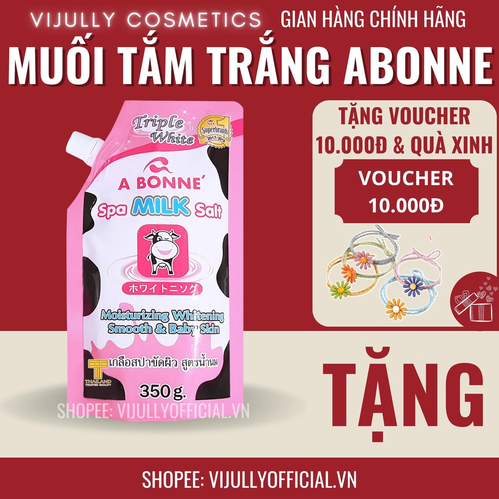 Muối tắm trắng tẩy tế bào chết Abonne sữa bò Thái Lan chính hãng, trắng mịn da, sạch da, sáng da 350g