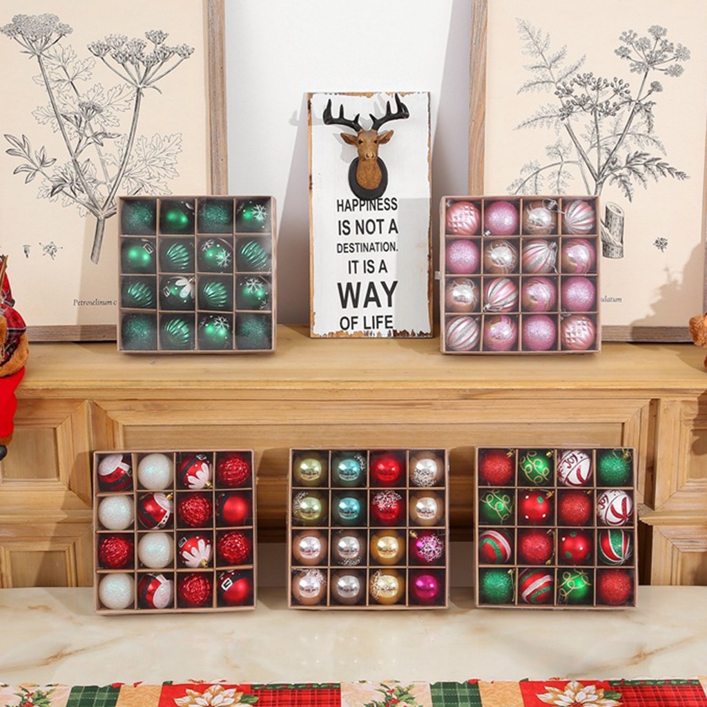 Set 16 Trái Châu Trang Trí Cây Thông Noel