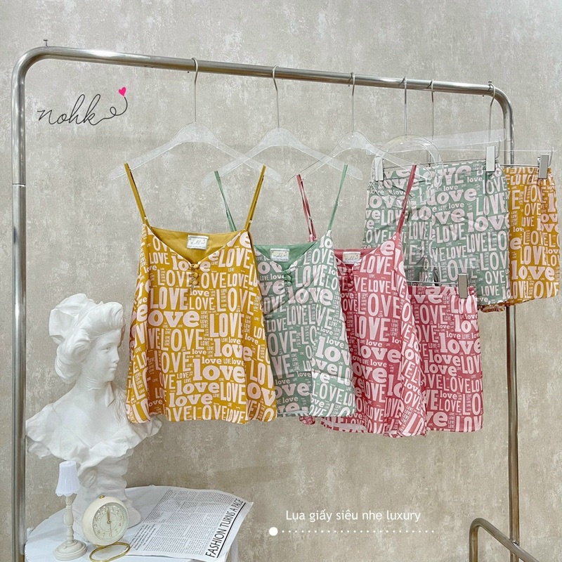 NOHK _ Bộ hai dây nữ mặc nhà chất liệu lụa mịn siêu nhẹ mát. Size S M L