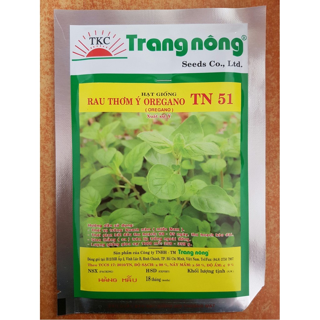 Gói 0.2gram Hạt Giống Rau Thơm Oregano Ý