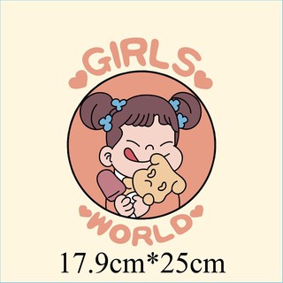Hình ủi áo decal chuyển nhiệt - mẫu ''cô gái world''