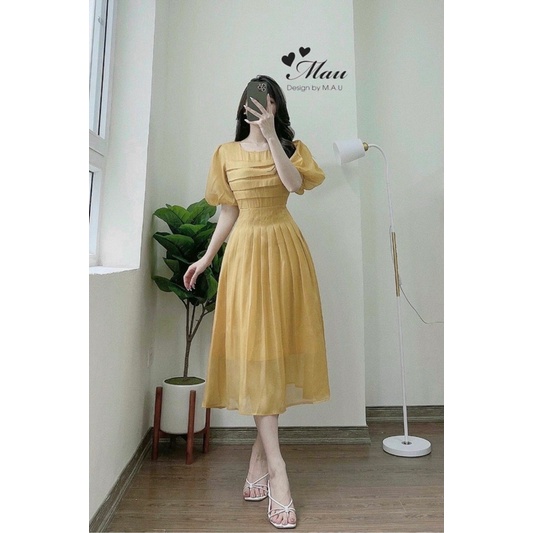 Váy tơ li eo tay bồng 3 màu | BigBuy360 - bigbuy360.vn