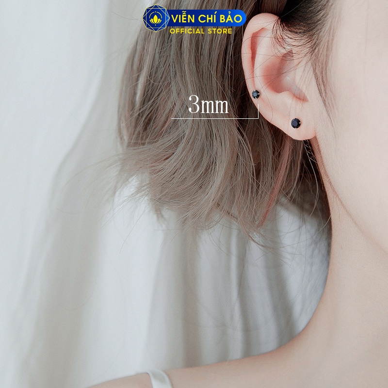 Bông tai bạc nữ nụ đá đen (1 Chiếc) chất liệu bạc 925 thời trang phụ kiện trang sức nữ Viễn Chí Bảo B400208-DE