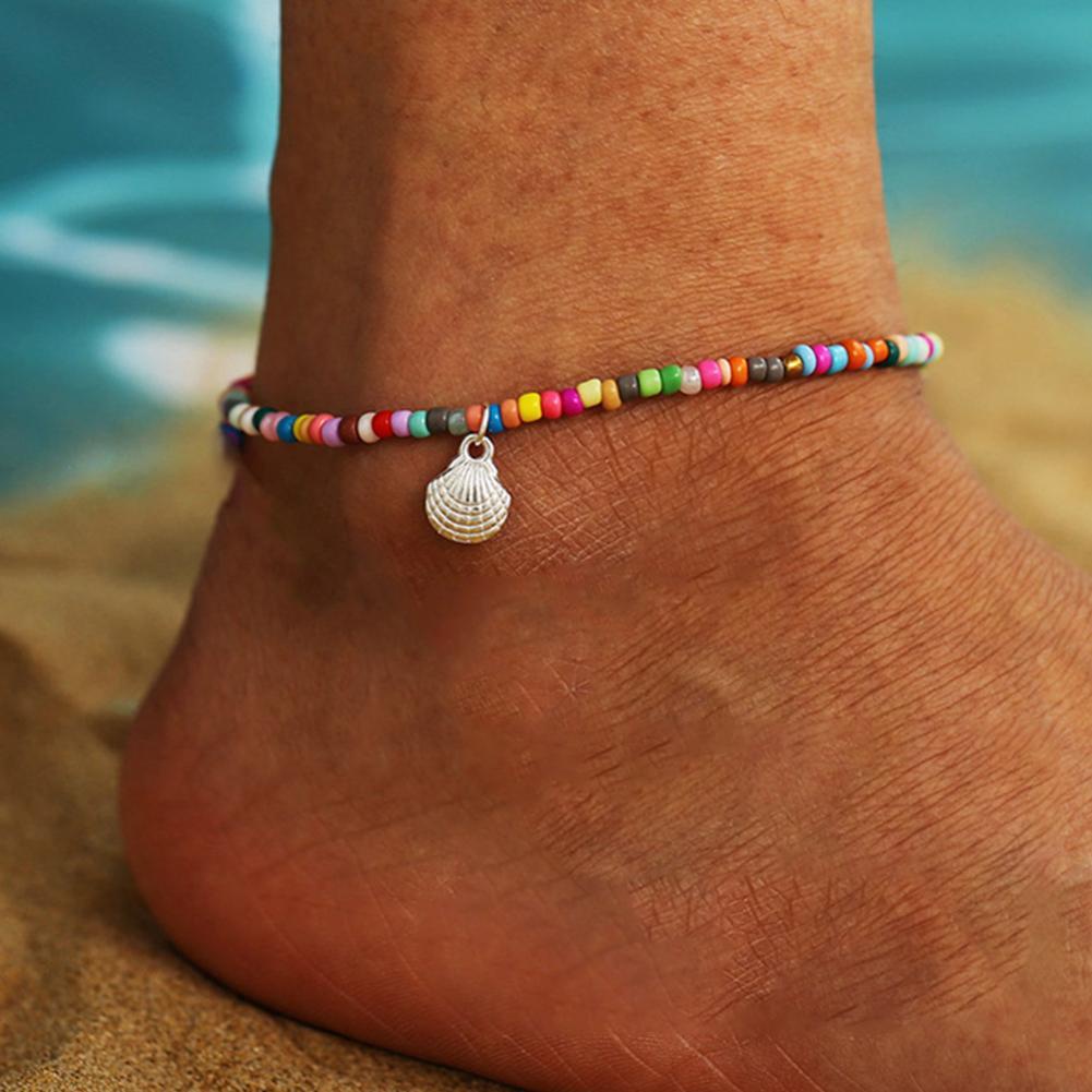 Lắc Chân Đính Vỏ Sò Nhiều Màu Phong Cách Bohemian Thời Trang Đi Biển Mùa Hè B2B1