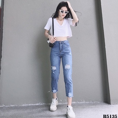 [Big Sale] Quần Jean Nữ Baggy Rách Gối, tôn dáng, chất liệu dày dặn, phong cách năng động cá tính, Hàng Cao Cấp B5135 | BigBuy360 - bigbuy360.vn